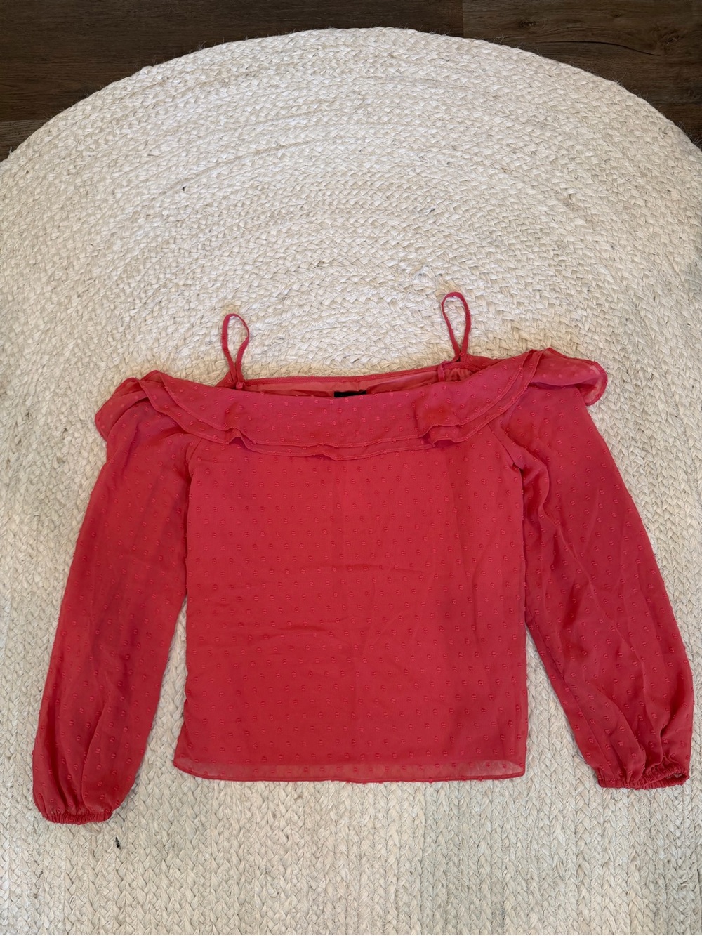 Ann Taylor Coral Pink Off-Shoulder Ruffle Camisole